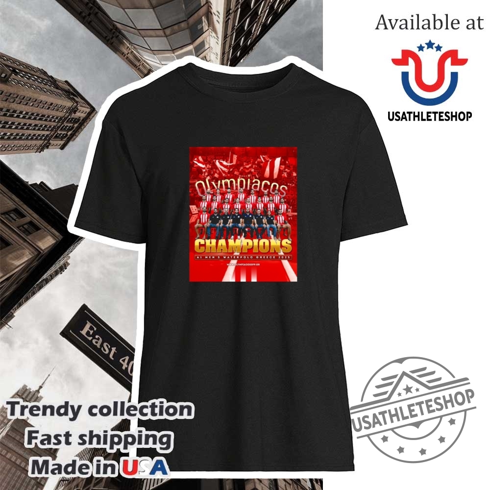 "Vintage Basketball and Baseball Tees: Retro, Parody, and Legends Collectibles" 27 Olympiacos Fc Mens Water Polo A1 Champions Greece 2025 Shirt