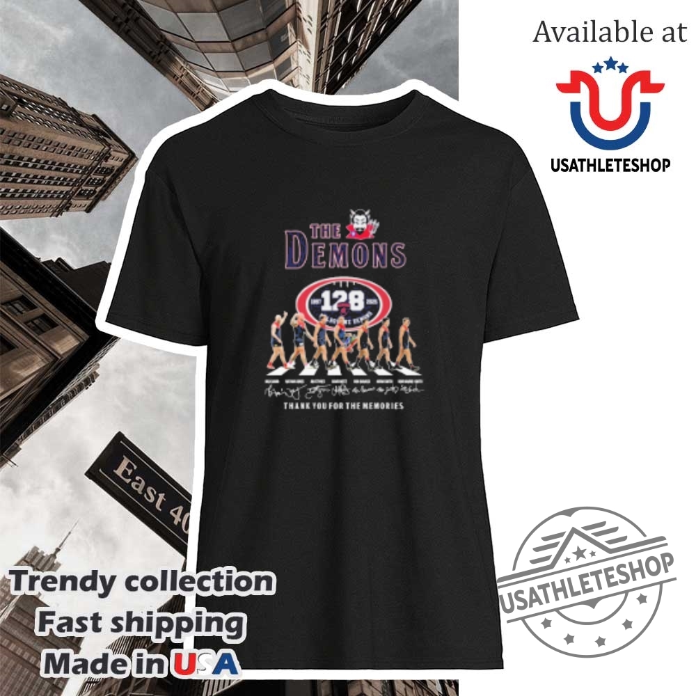 "Shop Vintage and Farewell Tour Shirts: Indy 500 & WWE Highlights" 37 The Melbourne Demons 128Th Anniversary 18972025 Thank You For The Memories Road Abbey Signatures Shirt