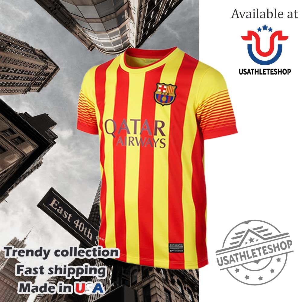Lionel Messi 10 Barcelona Away Jersey Retro Yellow Red Fan Shirt 3 Lionel Messi #10 Barcelona Away Jersey – Retro Yellow & Red Fan Shirt