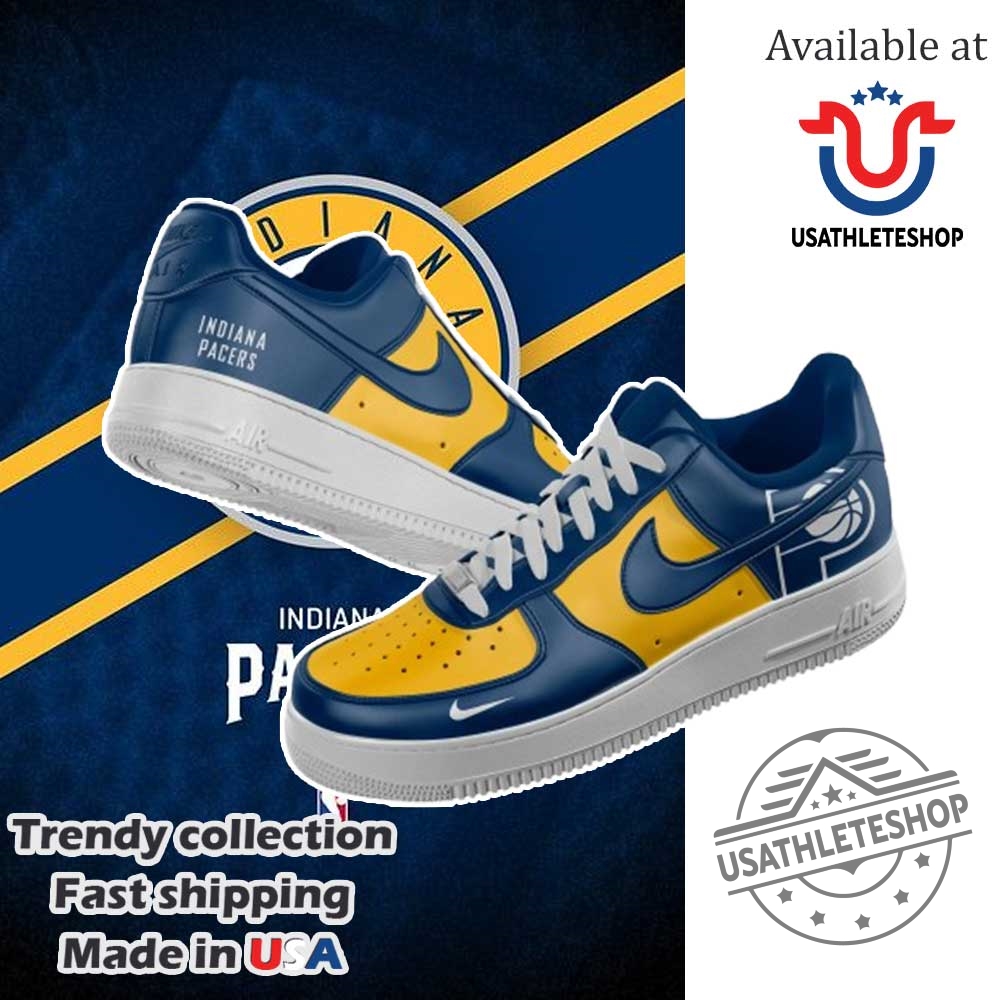 Indiana Pacers Nike Air Force 1 Custom Sneakers Blue And Yellow Basketball Fan Shoes 3 Indiana Pacers Nike Air Force 1 Custom Sneakers – Blue and Yellow Basketball Fan Shoes
