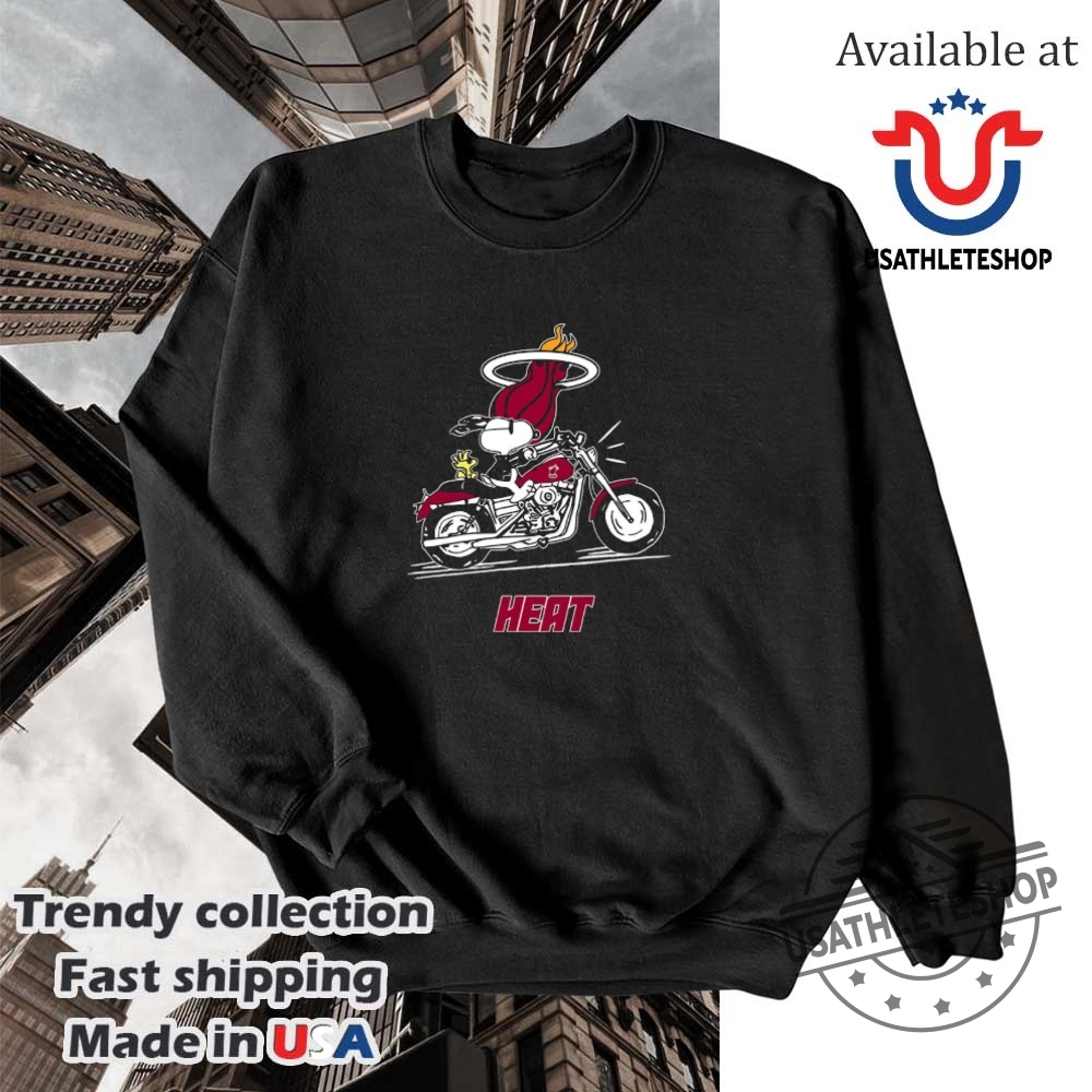 Snoopy And Woodstock Driving Motorbike Miami Heat Shirt 5 Snoopy and Woodstock driving motorbike Miami Heat shirt