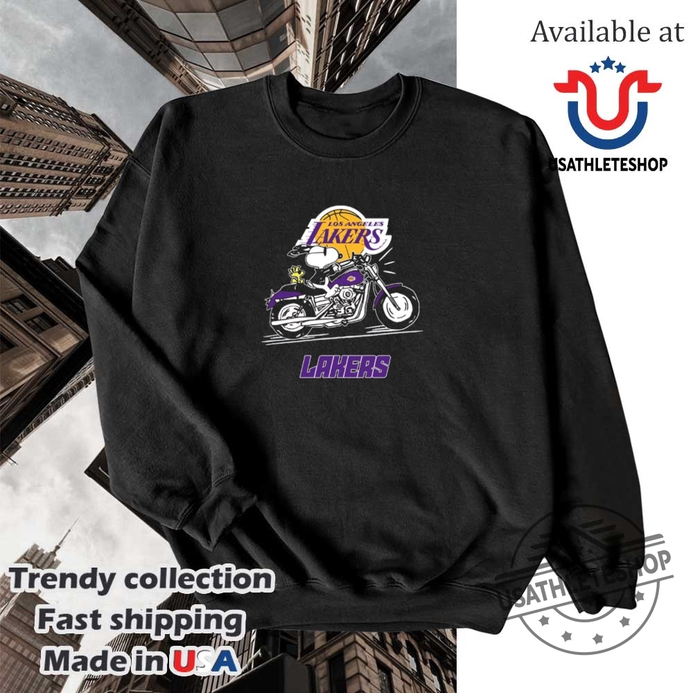 Snoopy And Woodstock Driving Motorbike Los Angeles Lakers Shirt 5 Snoopy and Woodstock driving motorbike Los Angeles Lakers shirt
