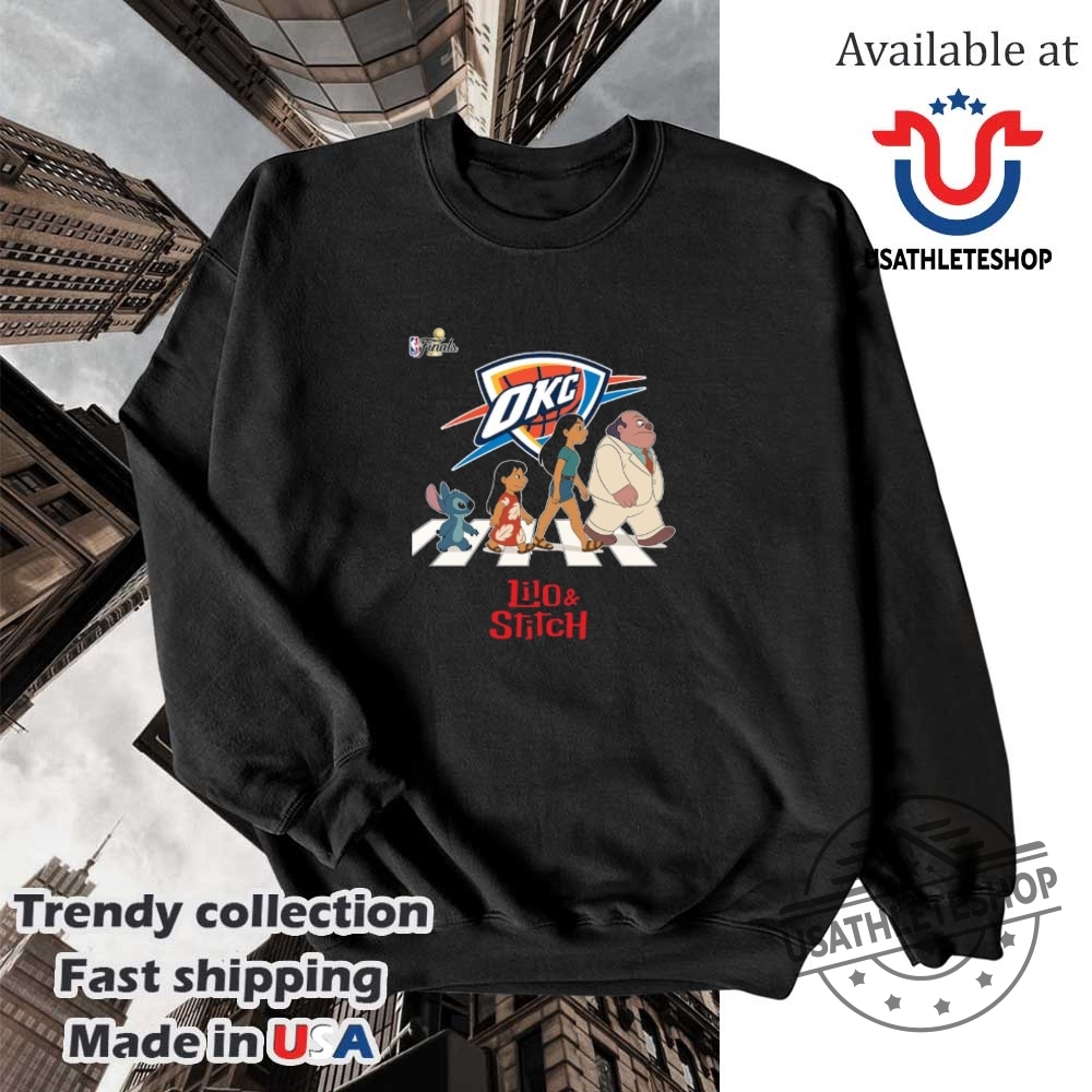 Oklahoma City Thunder Nba Lilo And Stitch Characters Abbey Road Shirt 5 Oklahoma City Thunder NBA Lilo and Stitch characters abbey road shirt