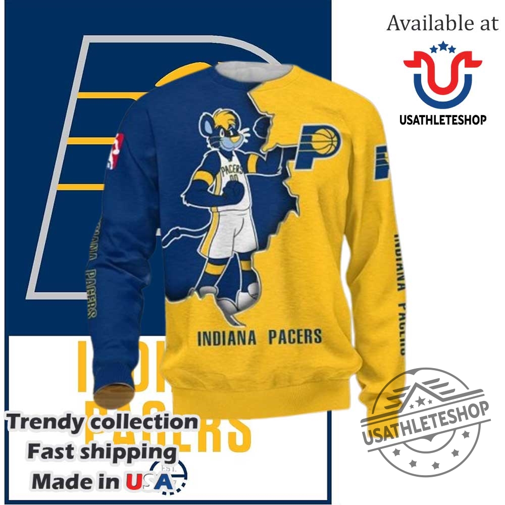 Nba Indiana Pacers Blue Gold Mascot Scratch Shirt 6 NBA Indiana Pacers Blue Gold Mascot Scratch Shirt