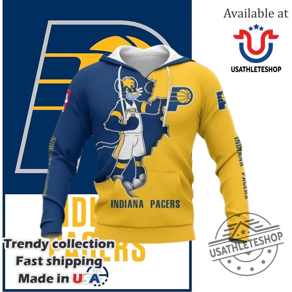 Nba Indiana Pacers Blue Gold Mascot Scratch Shirt 7 NBA Indiana Pacers Blue Gold Mascot Scratch Shirt