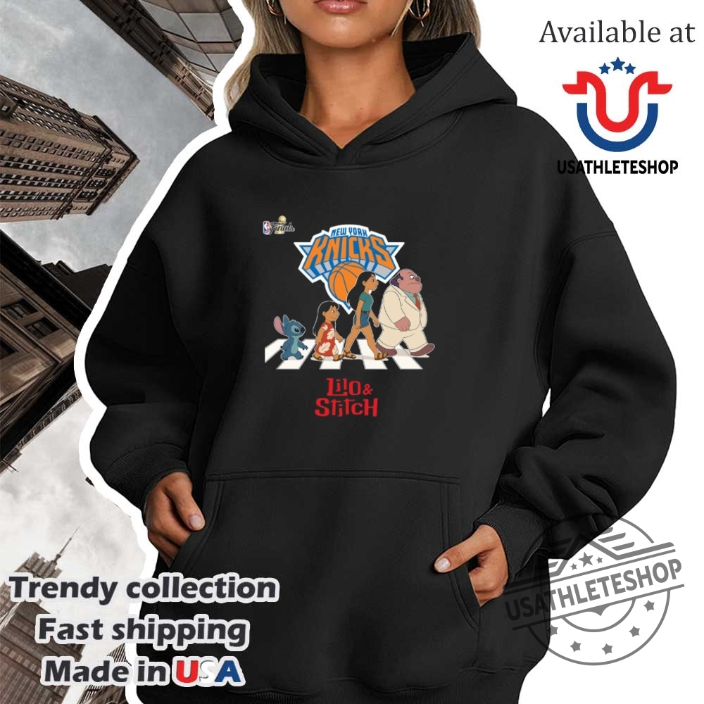 New York Knicks Nba Lilo And Stitch Characters Abbey Road Shirt 4 New York Knicks NBA Lilo and Stitch characters abbey road shirt