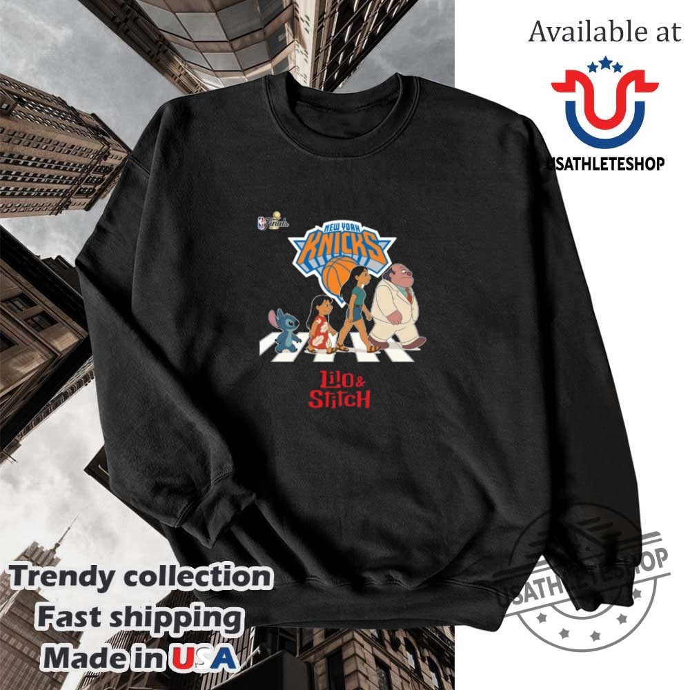 New York Knicks Nba Lilo And Stitch Characters Abbey Road Shirt 5 New York Knicks NBA Lilo and Stitch characters abbey road shirt