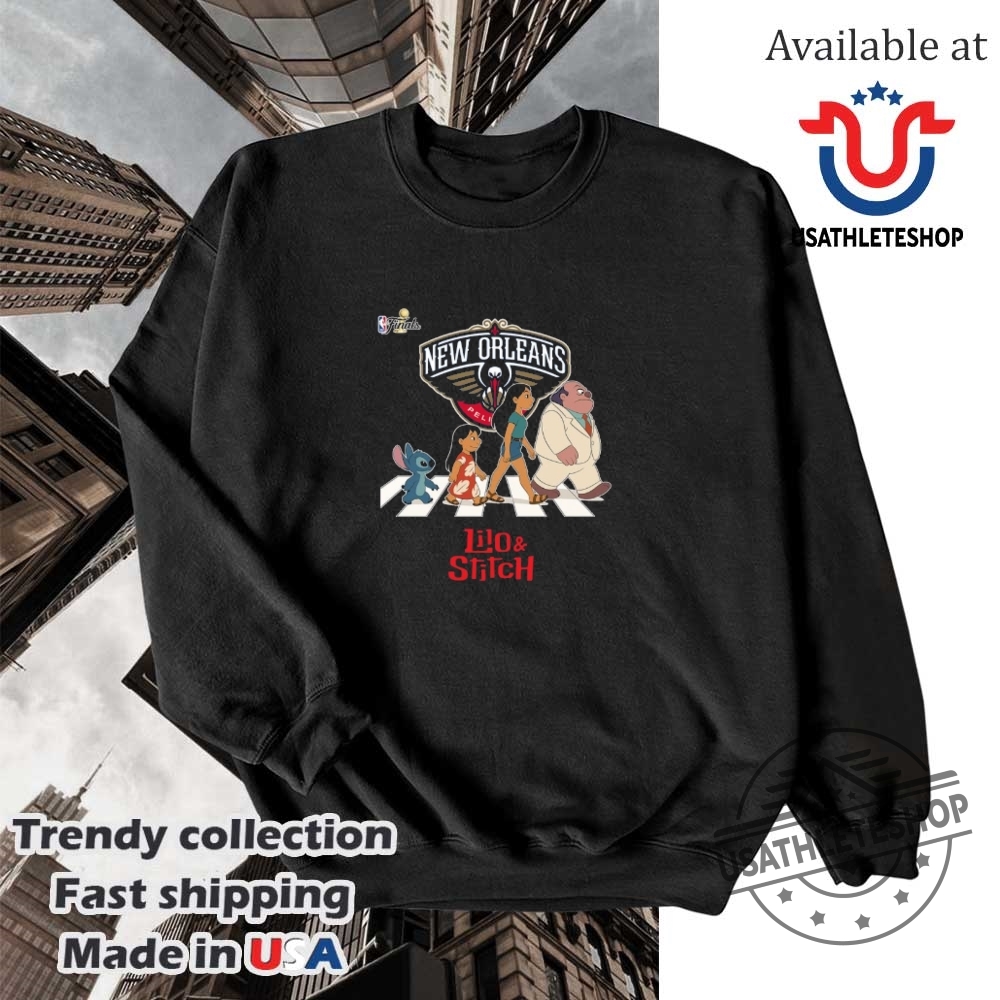 New Orleans Pelicans Nba Lilo And Stitch Characters Abbey Road Shirt 5 New Orleans Pelicans NBA Lilo and Stitch characters abbey road shirt