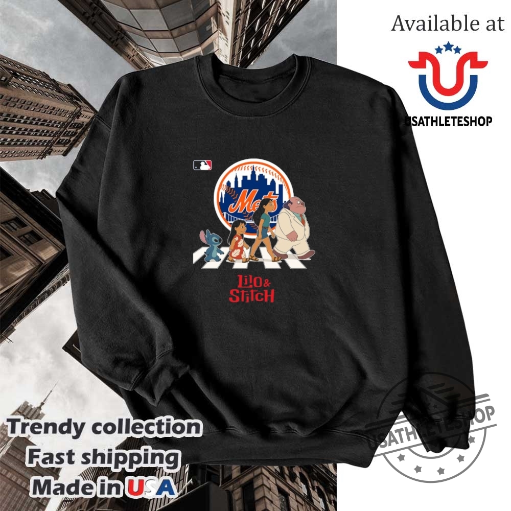New York Mets Mlb Lilo And Stitch Characters Abbey Road Shirt 5 New York Mets MLB Lilo and Stitch characters abbey road shirt