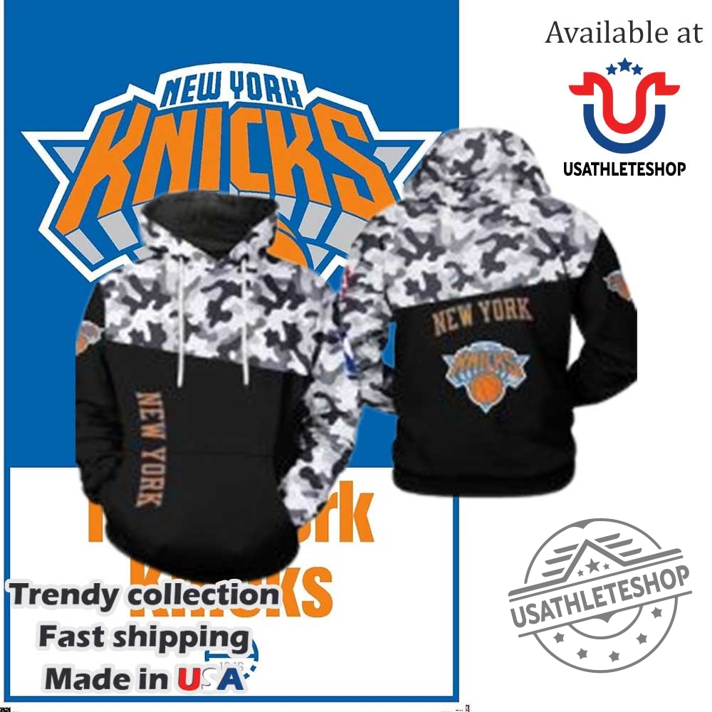 Nba New York Knicks Black Camo Pullover Hoodie