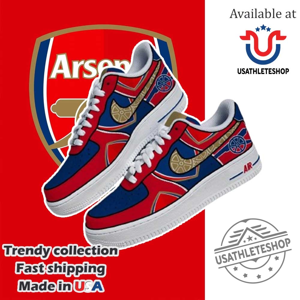 Arsenal Fc Inspired Air Force Sneakers Red Blue Football Fan Shoes 3 Arsenal FC Inspired Air Force Sneakers – Red & Blue Football Fan Shoes