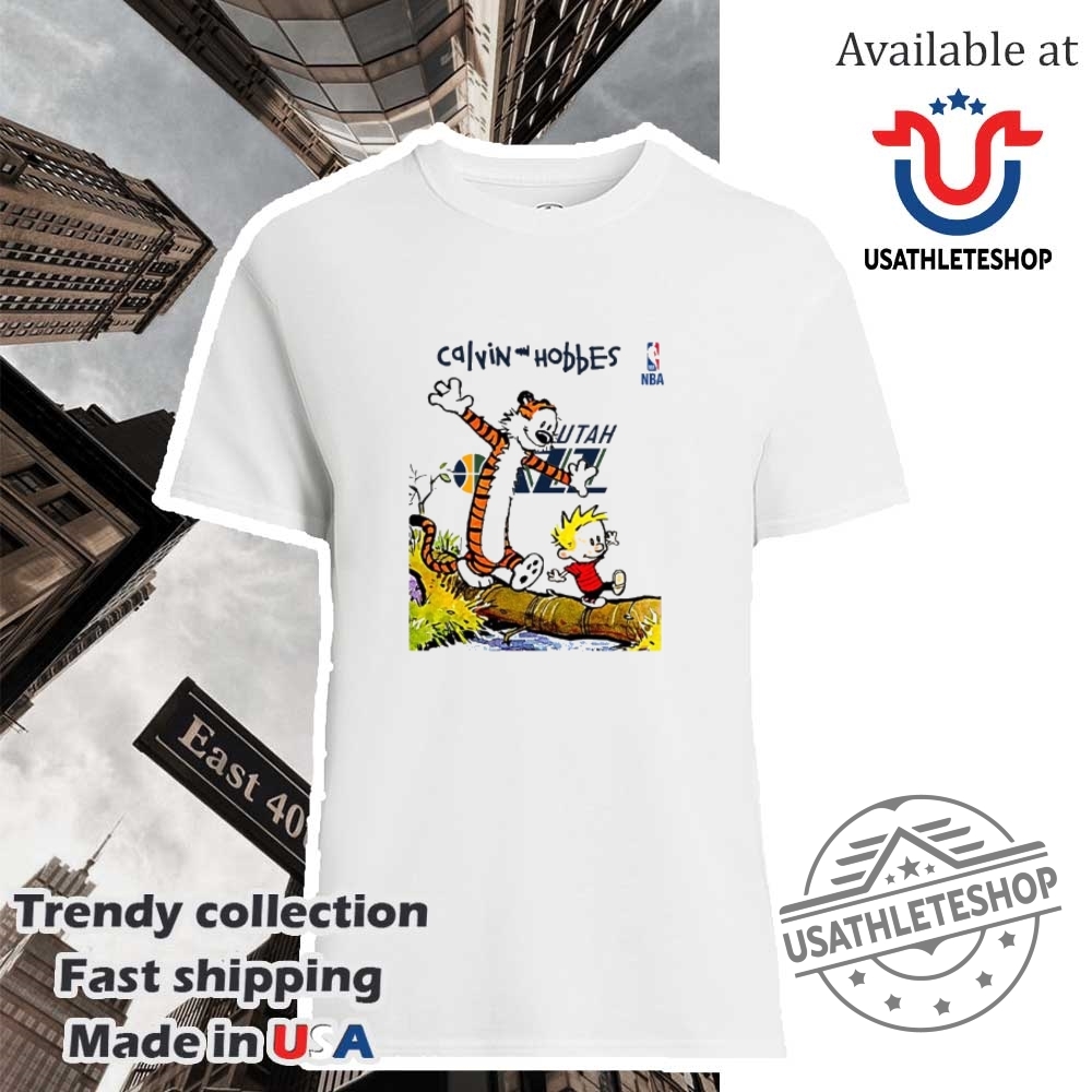 "Top Football and NBA-Themed Sneakers and Shirts for Fans" 6 Nba Utah Jazz X Calvin And Hobbes Shirt