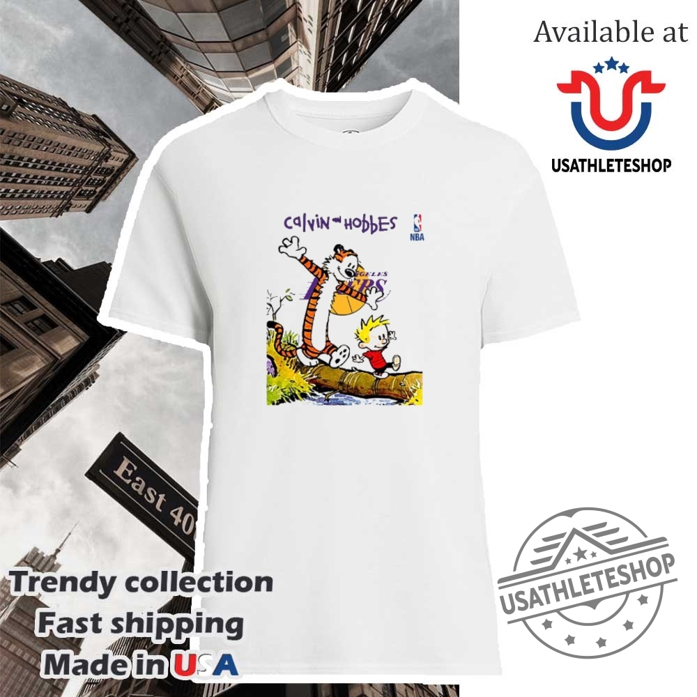"Top Football and NBA-Themed Sneakers and Shirts for Fans" 10 Nba Los Angeles Lakers X Calvin And Hobbes Shirt