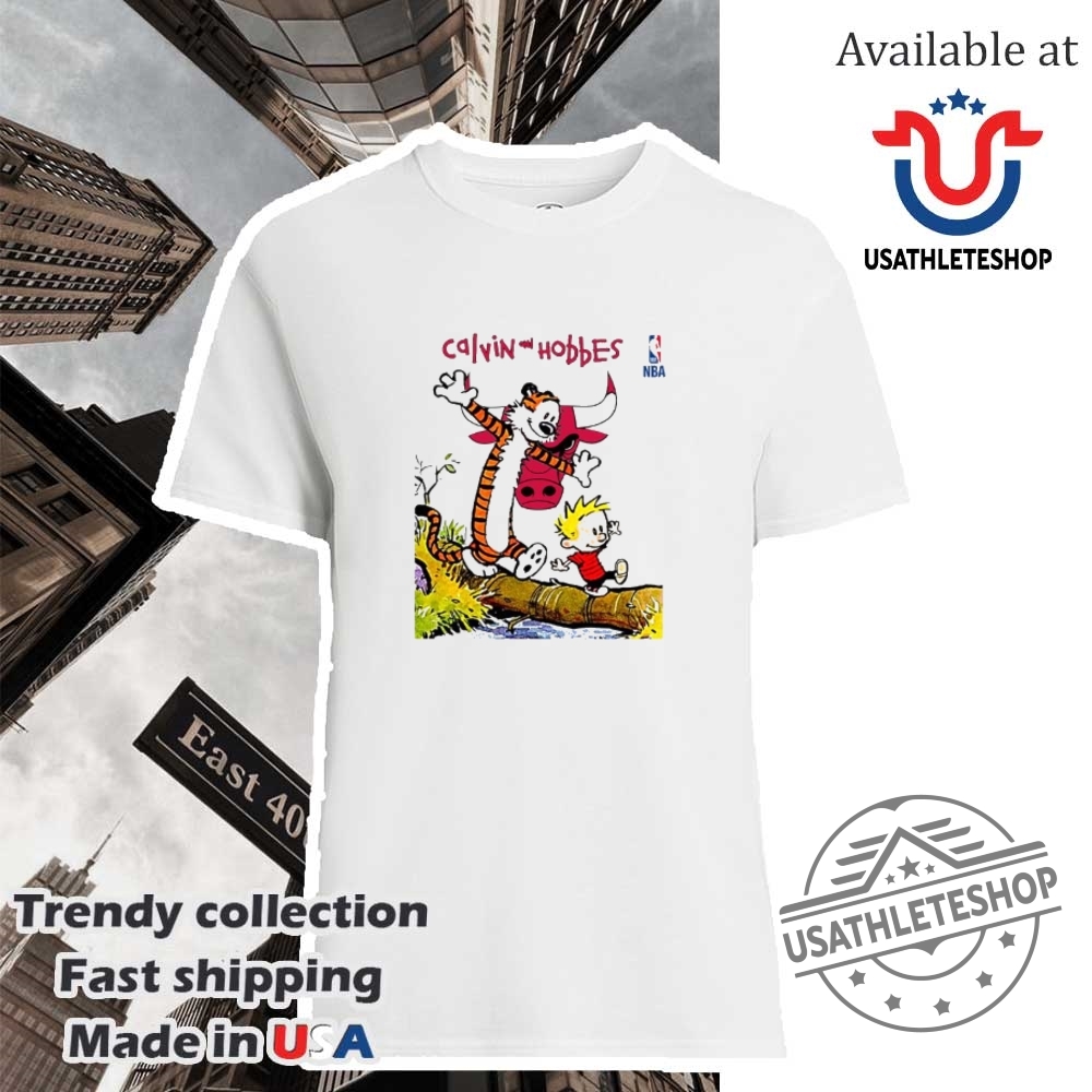 "Top Football and NBA-Themed Sneakers and Shirts for Fans" 27 Nba Chicago Bulls X Calvin And Hobbes Shirt