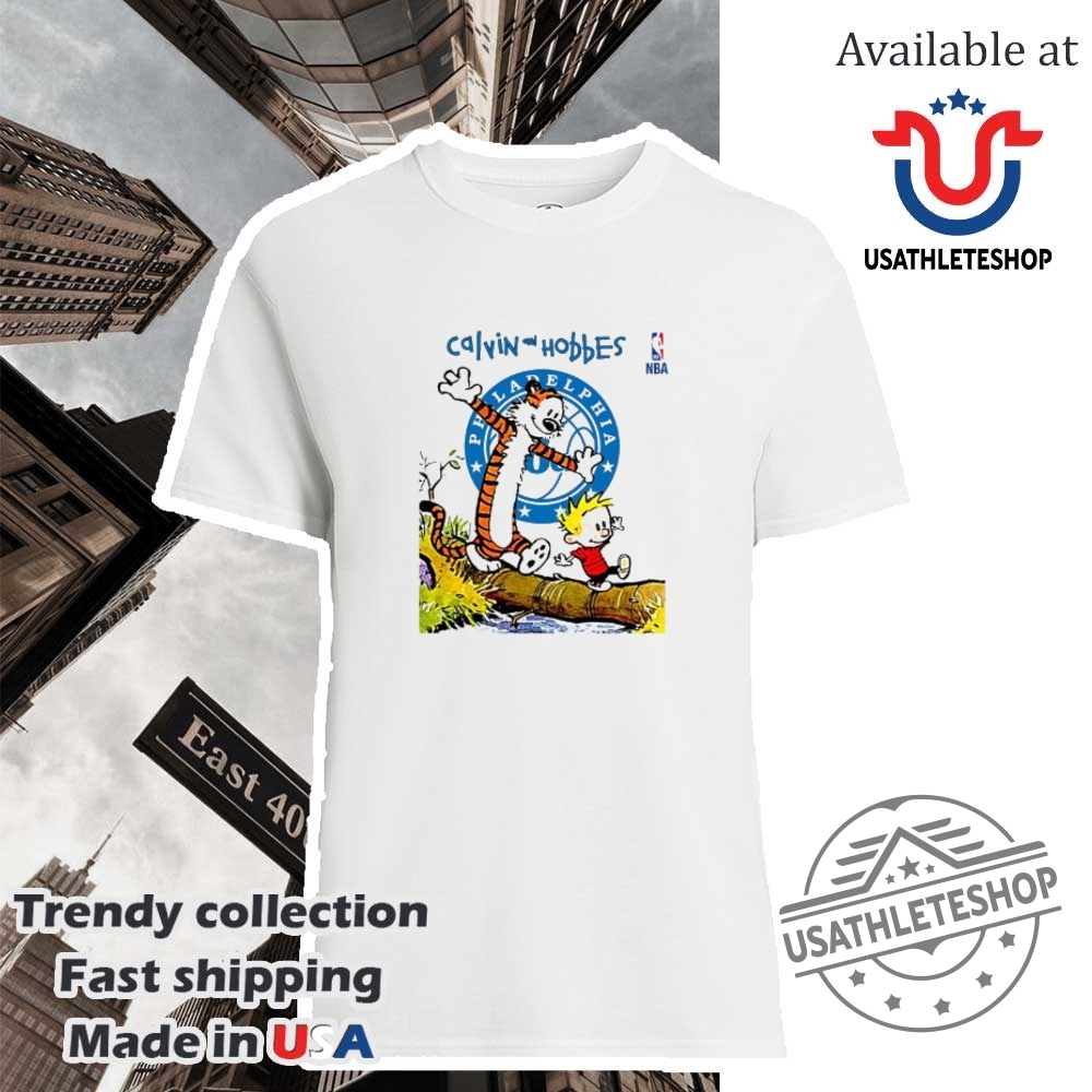 "Top Football and NBA-Themed Sneakers and Shirts for Fans" 28 Nba Philadelphia 76Ers X Calvin And Hobbes Shirt