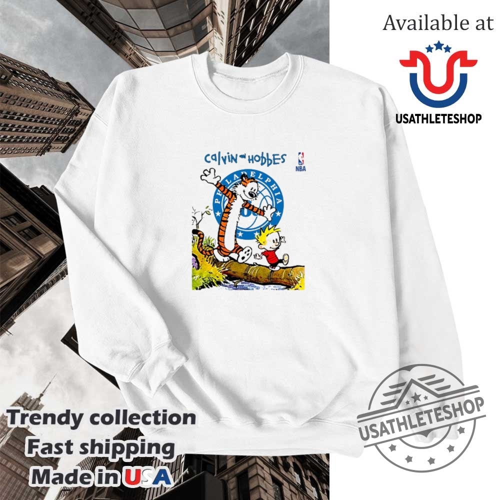 Nba Philadelphia 76Ers X Calvin And Hobbes Shirt 5 NBA Philadelphia 76ers x Calvin and Hobbes shirt