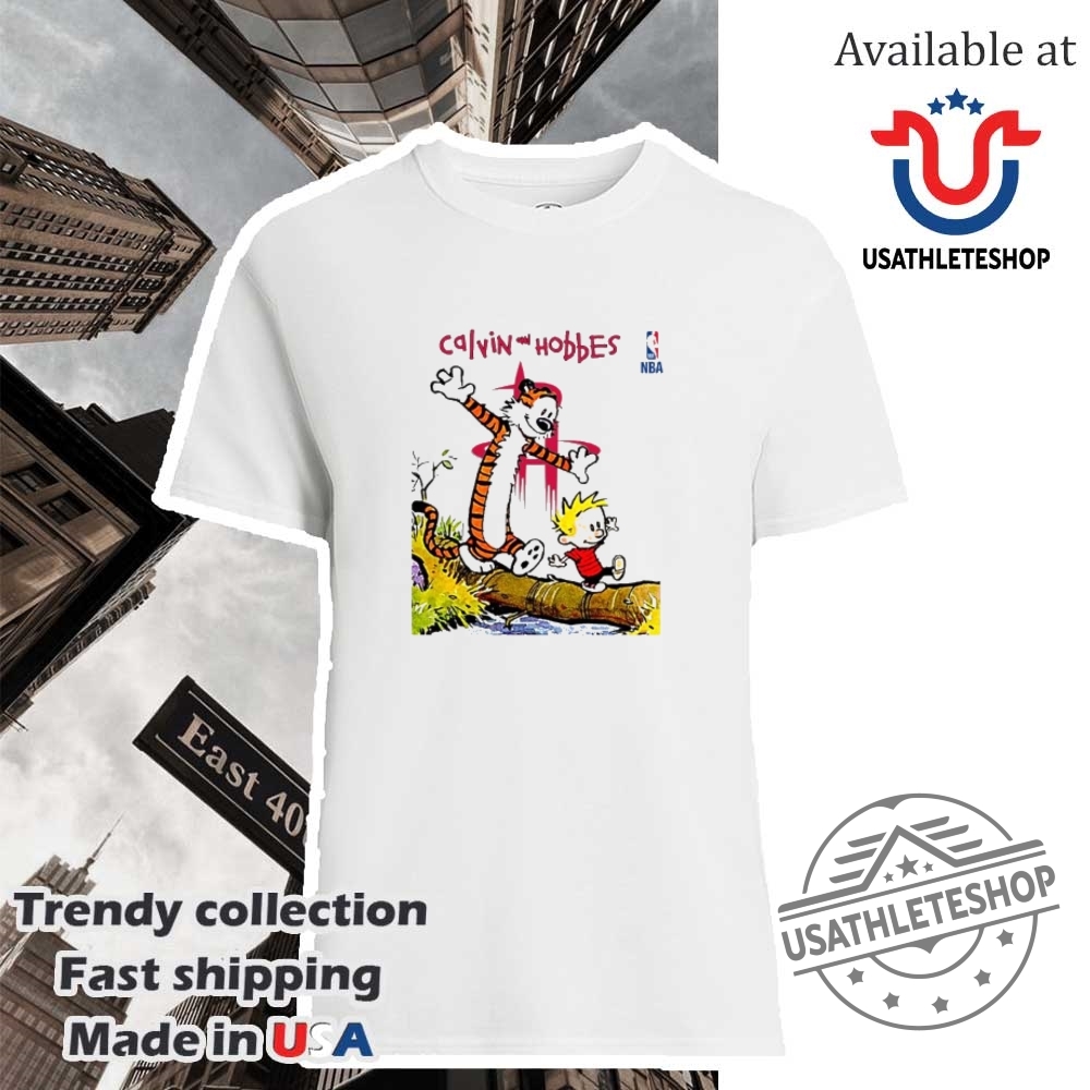 "Top Football and NBA-Themed Sneakers and Shirts for Fans" 36 Nba Houston Rockets X Calvin And Hobbes Shirt