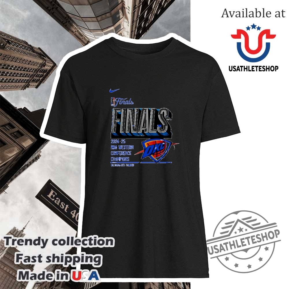 "Top Football and NBA-Themed Sneakers and Shirts for Fans" 41 Oklahoma City Thunder Western Conference Finals 2025 Shirt