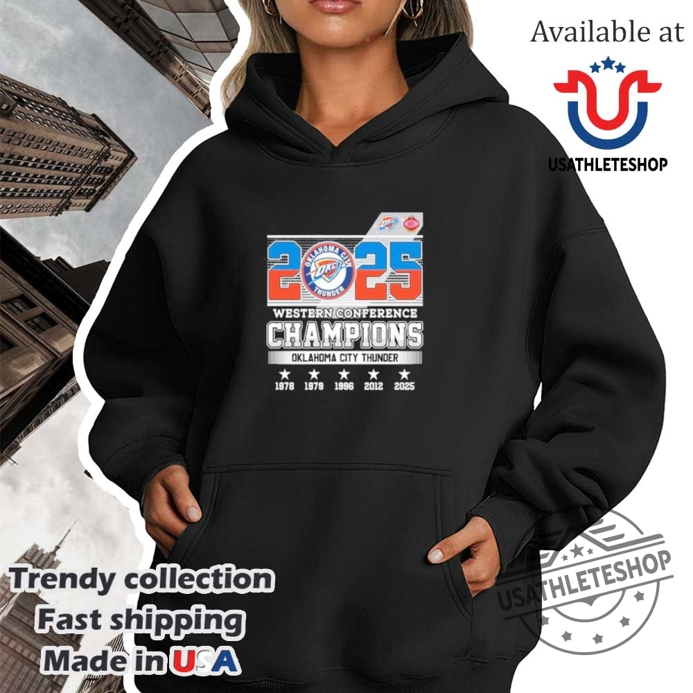 Oklahoma City Thunder 2025 Western Conference Champions Skyline Shirt 4 Oklahoma City Thunder 2025 Western Conference Champions Skyline Shirt