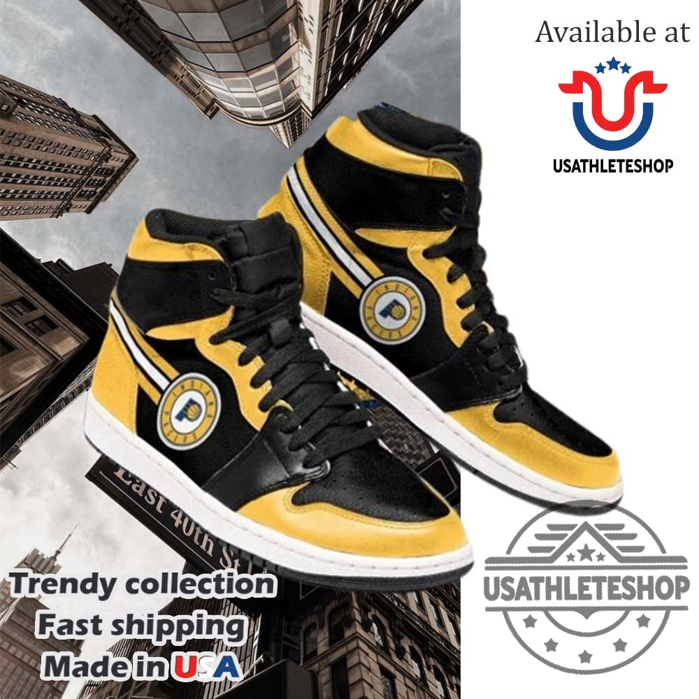 Nba Indiana Pacers Gold Black Air Jordan 1 High Sneakers 5 NBA Indiana Pacers Gold Black Air Jordan 1 High Sneakers