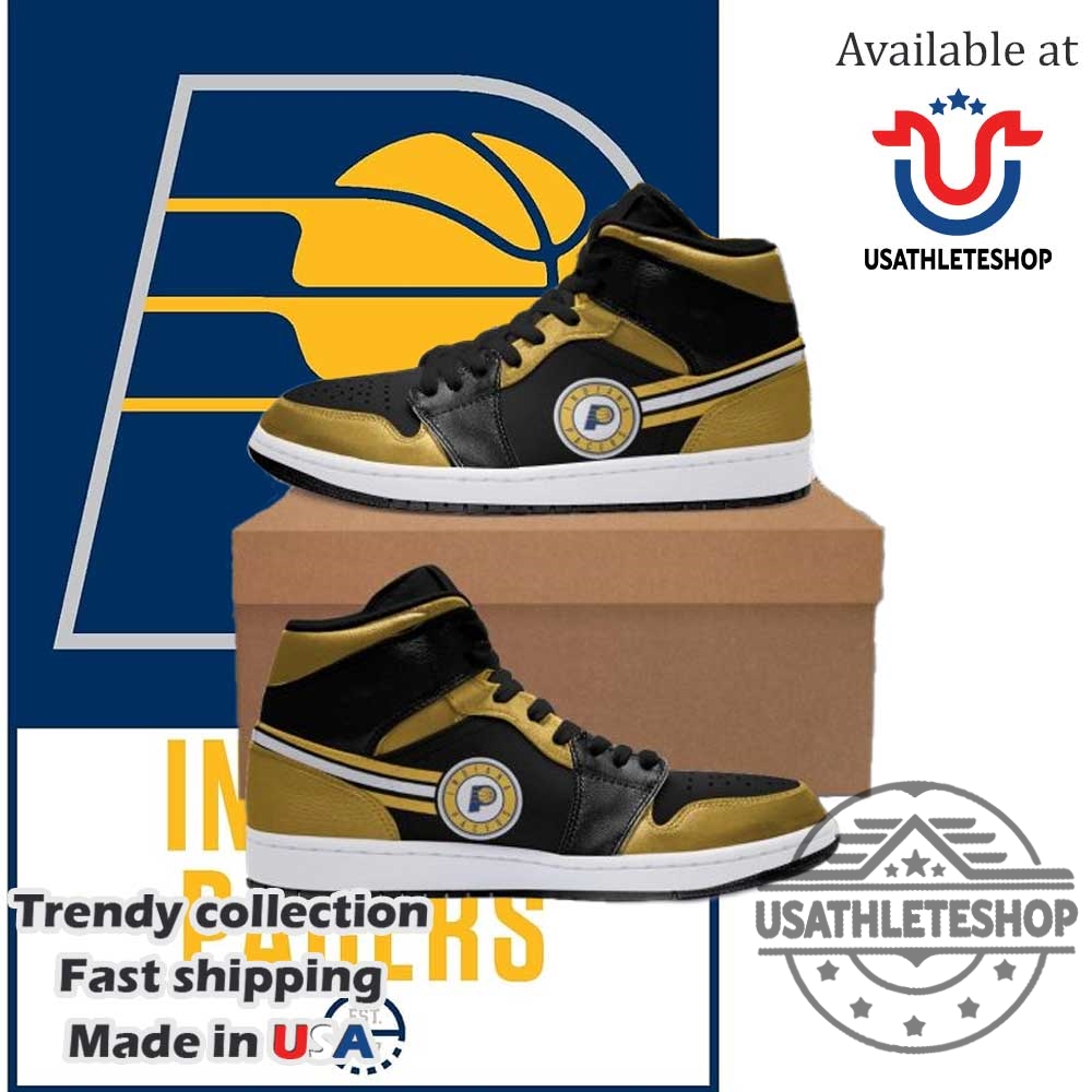 Nba Indiana Pacers Gold Black Air Jordan 1 High Sneakers 6 NBA Indiana Pacers Gold Black Air Jordan 1 High Sneakers