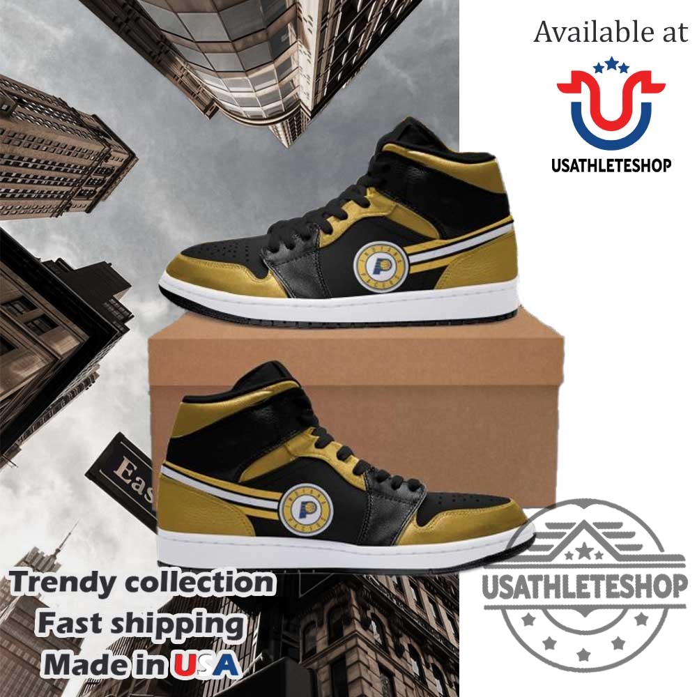Nba Indiana Pacers Gold Black Air Jordan 1 High Sneakers 7 NBA Indiana Pacers Gold Black Air Jordan 1 High Sneakers