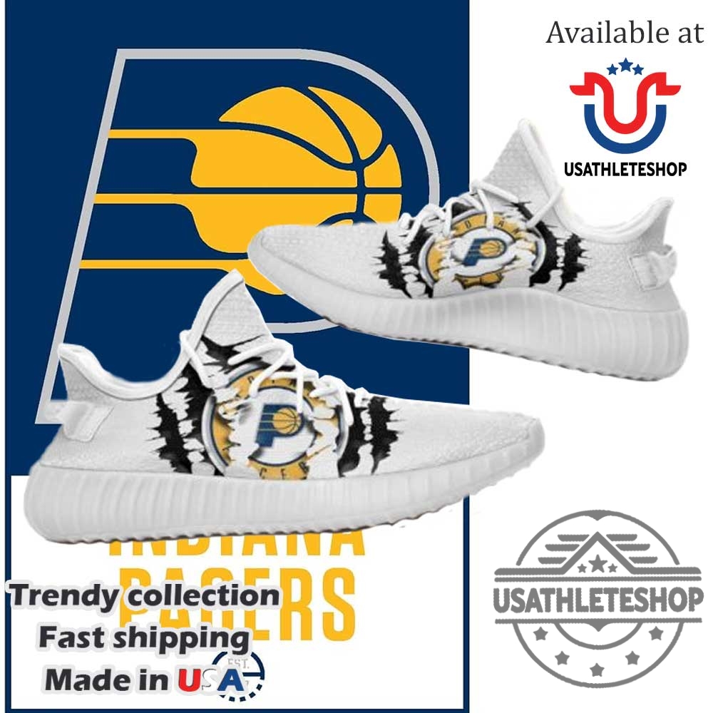 Nba Indiana Pacers White Scratch Yeezy Boost Sneakers White Sole