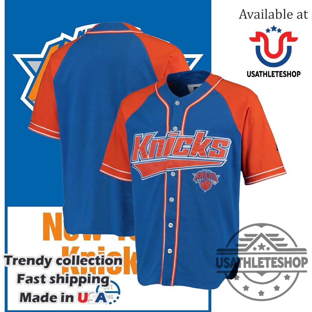 Unisex New York Knicks Starter Royal Orange Baseball Jersey