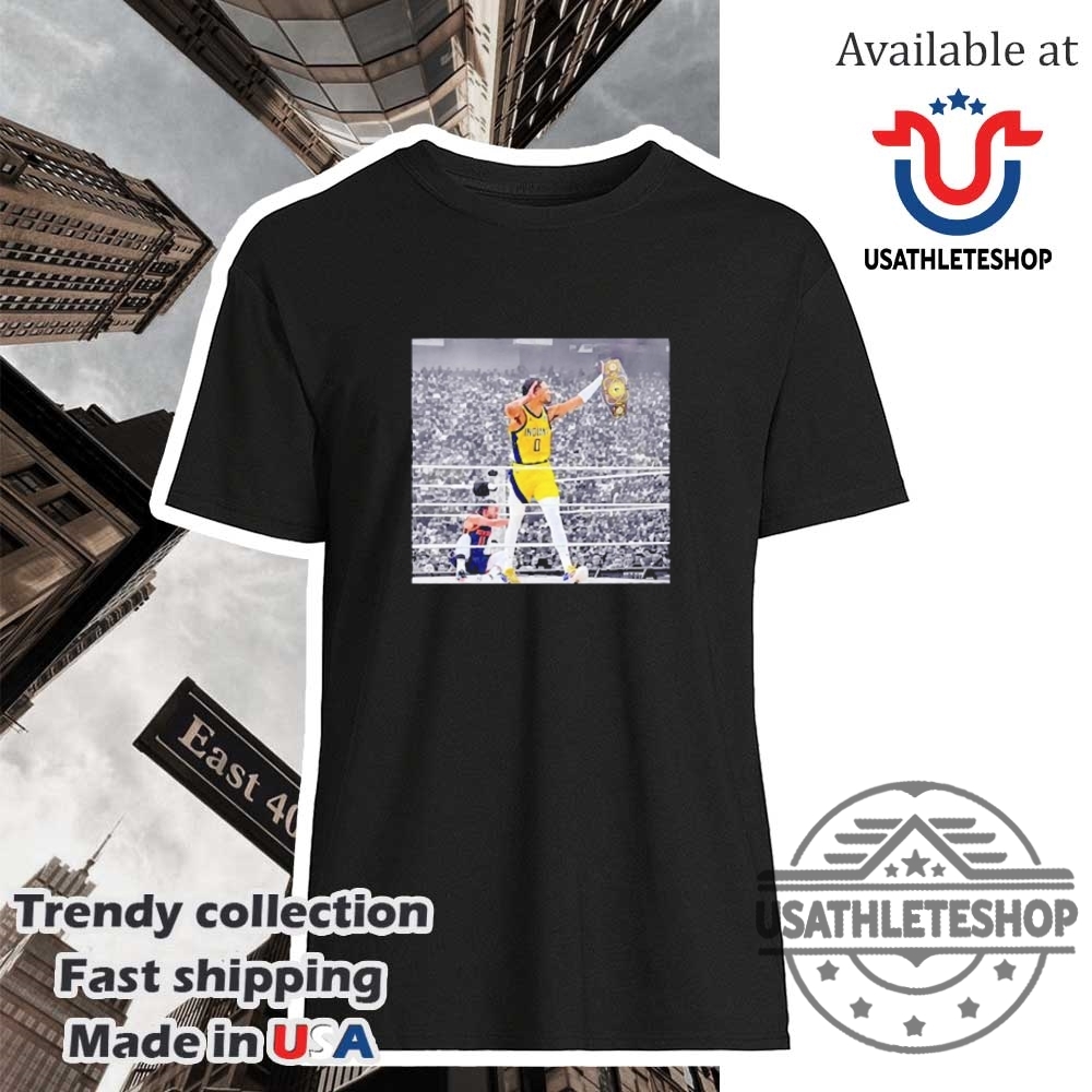 Tyrese Haliburton Defeat Jalen Brunson Wrestling Champions Belt Shirt