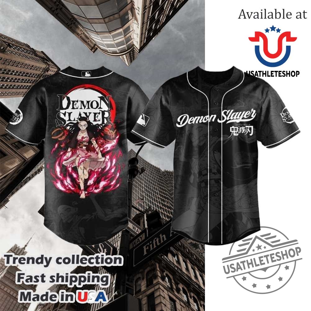 Kamado Nezuko Demon Slayer X Mlb Baseball Black Jersey