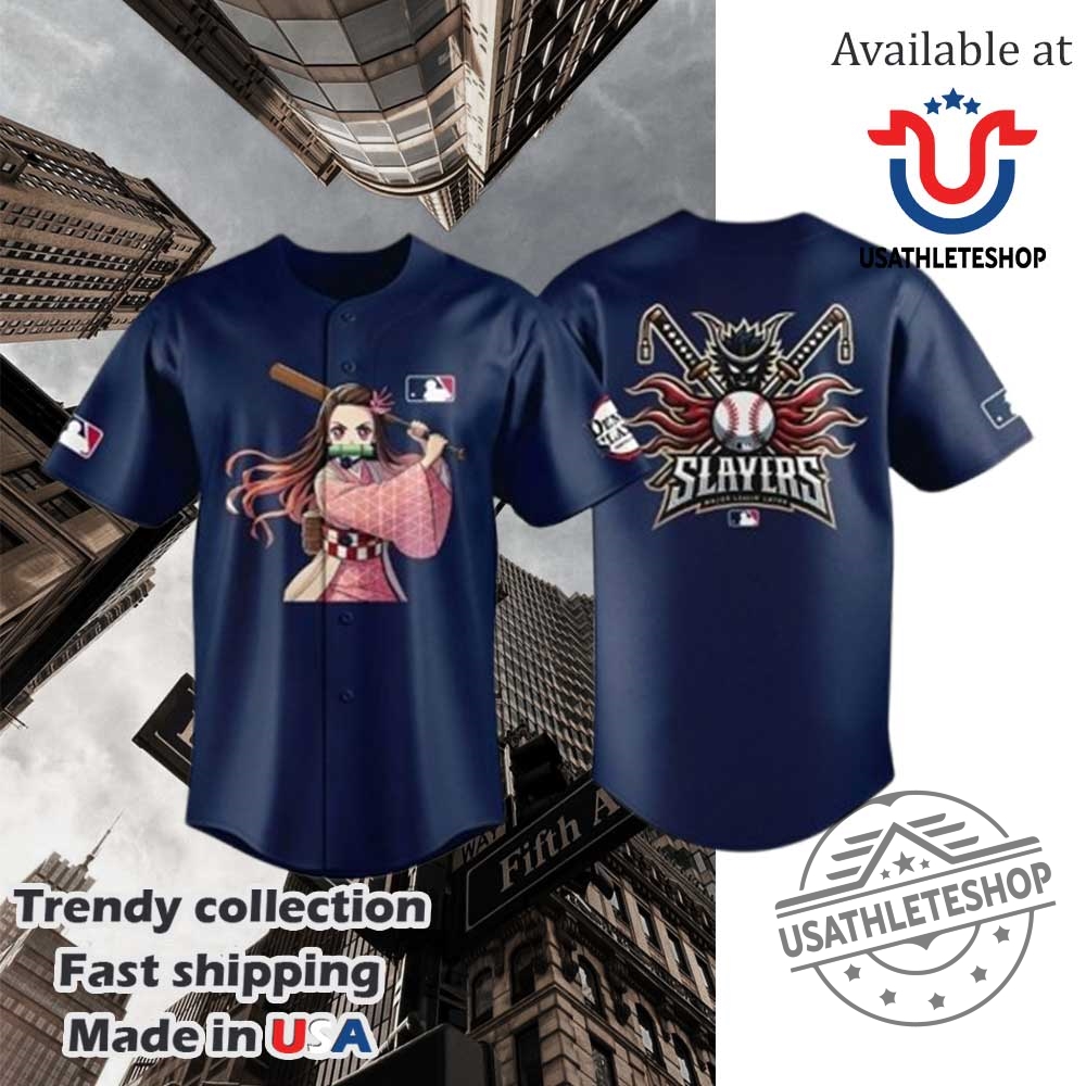 Kamado Nezuko Demon Slayer X Mlb Baseball Navy Jersey