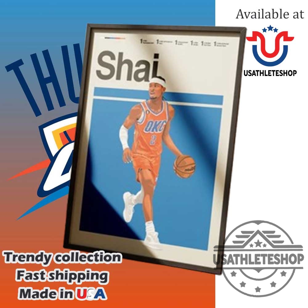 Shai Gilgeousalexander Poster Okc Thunder Basketball Wall Art Print