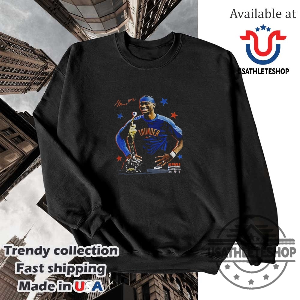 Shai Gilgeousalexander Oklahoma City Thunder Holding Trophy Nba Basketball Signature Shirt 5 Shai Gilgeous-Alexander Oklahoma City Thunder holding trophy NBA Basketball signature shirt