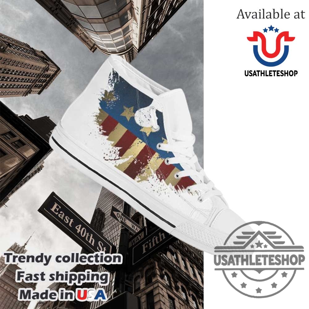 Patriotic American Eagle Print White High Top Sneakers 3 Patriotic American Eagle Print White High Top Sneakers