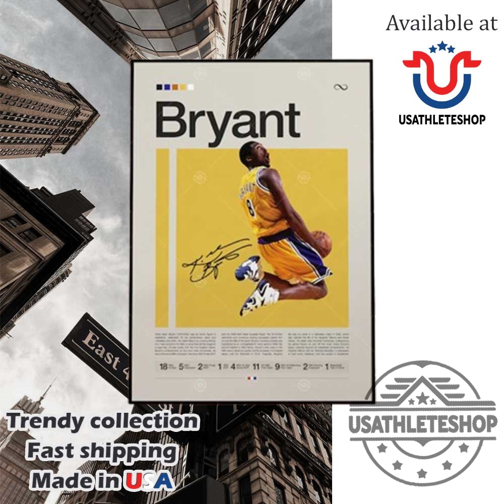 Kobe Bryant Poster Vintage Lakers Wall Art Print For Basketball Fans