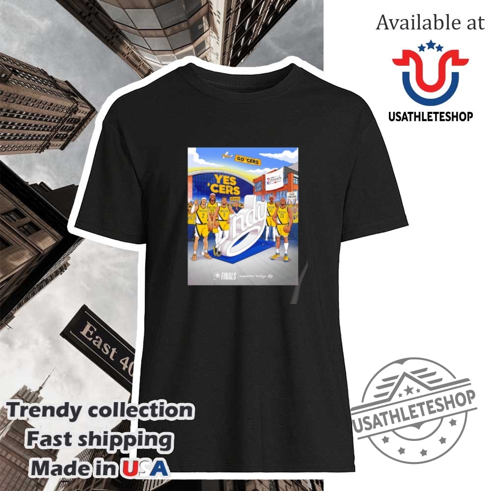 "Shop 2025 NBA Finals Gear: Pacers, Knicks, Thunder, Buccaneers, Eagles" 37 Indiana Pacers Yes Cers Indy Nba Finals Basketball Cartoon Shirt