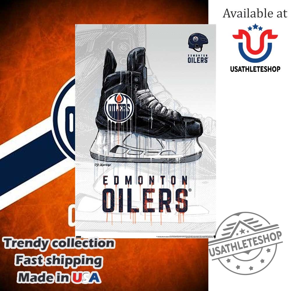 "Ultimate Sports Fan Guide: Posters and Apparel for Oilers & Pacers" 3 Nhl Edmonton Oilers Drip Skate 21 Wall Poster