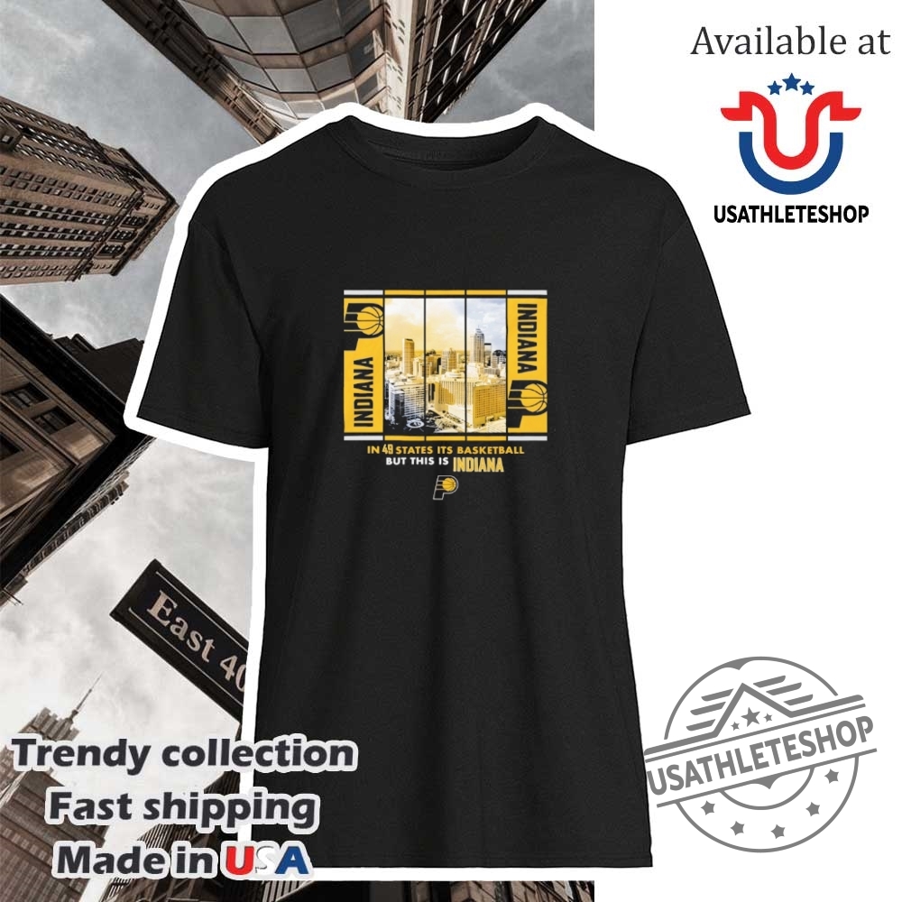 "Ultimate Sports Fan Guide: Posters and Apparel for Oilers & Pacers" 6 Indiana Pacers In 49 States Its Basketball But This Is Indiana Skyline Boxout Shirt