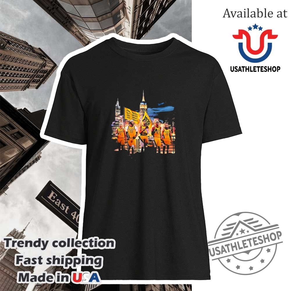 "Ultimate Sports Fan Guide: Posters and Apparel for Oilers & Pacers" 24 Indiana Pacers 2025 Finals Victory Parade Skyline Shirt