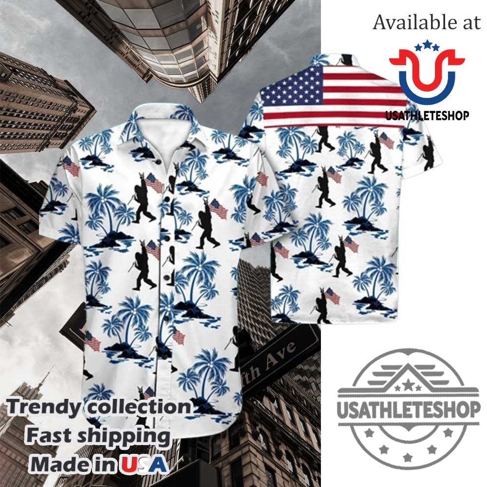 Bigfoot American Flag 4Th Of July Hawaiian Shirt