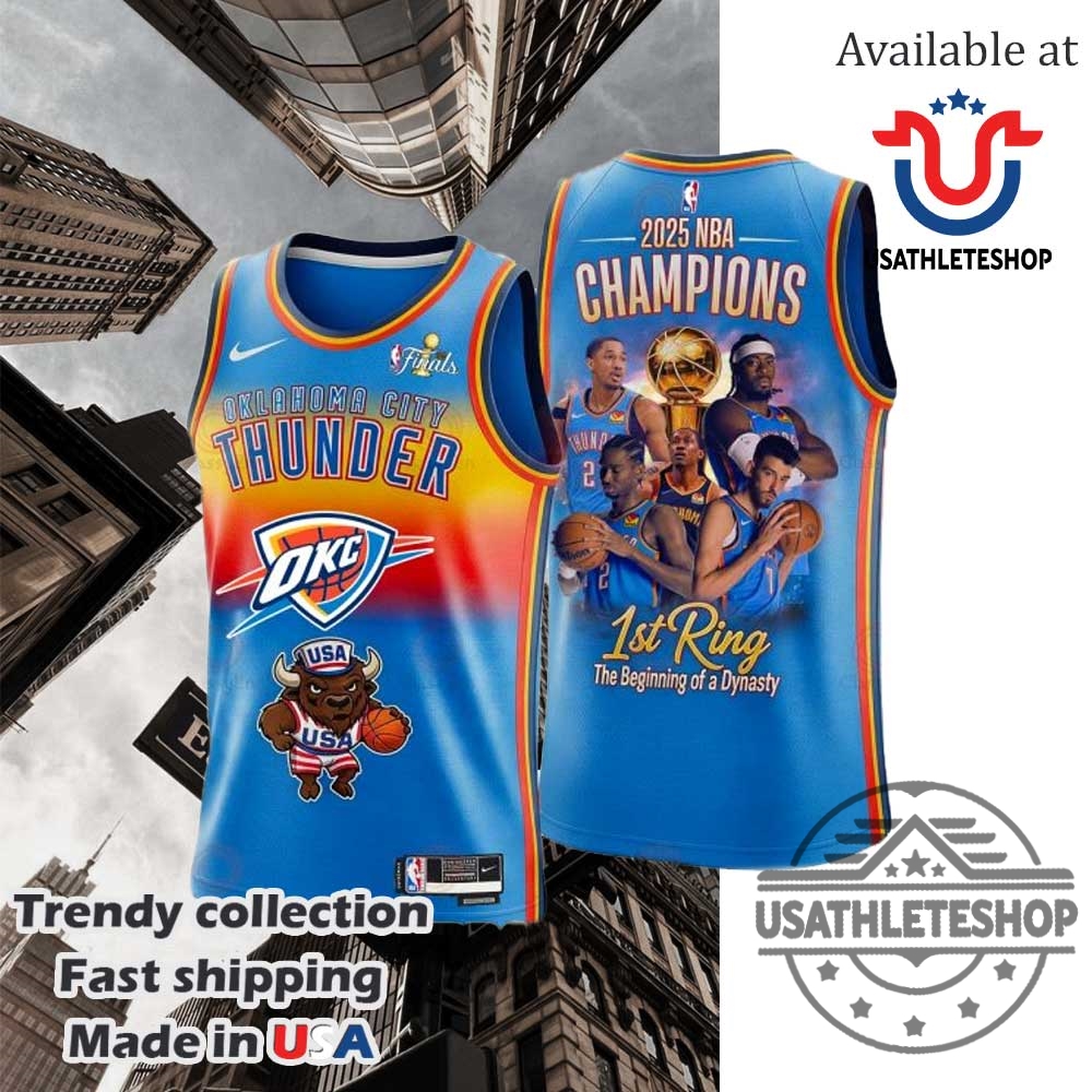 Oklahoma City Basketball 1St Ring Champions Finals 202425 3D Basketball Jersey