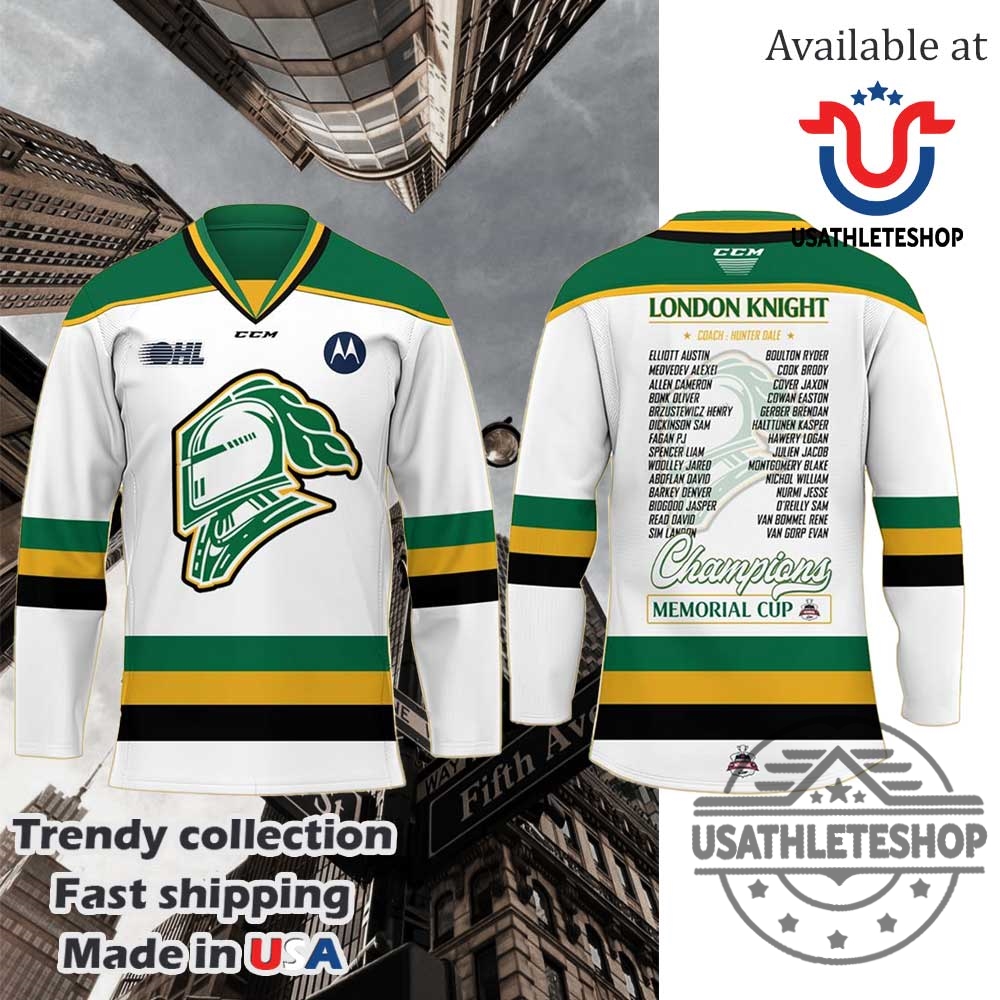 London Knights Champions Memorial Cup 2025 Vcpo Hockey White Green Jersey