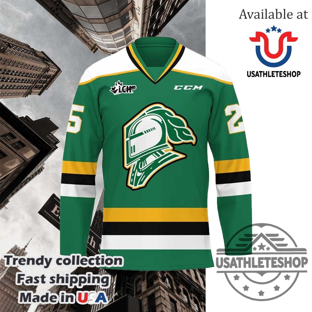 London Knights Memorial Cup Champion Jersey Green Ohl Team Jersey With Number 25 4 London Knights Memorial Cup Champion Jersey - Green OHL Team Jersey with Number 25