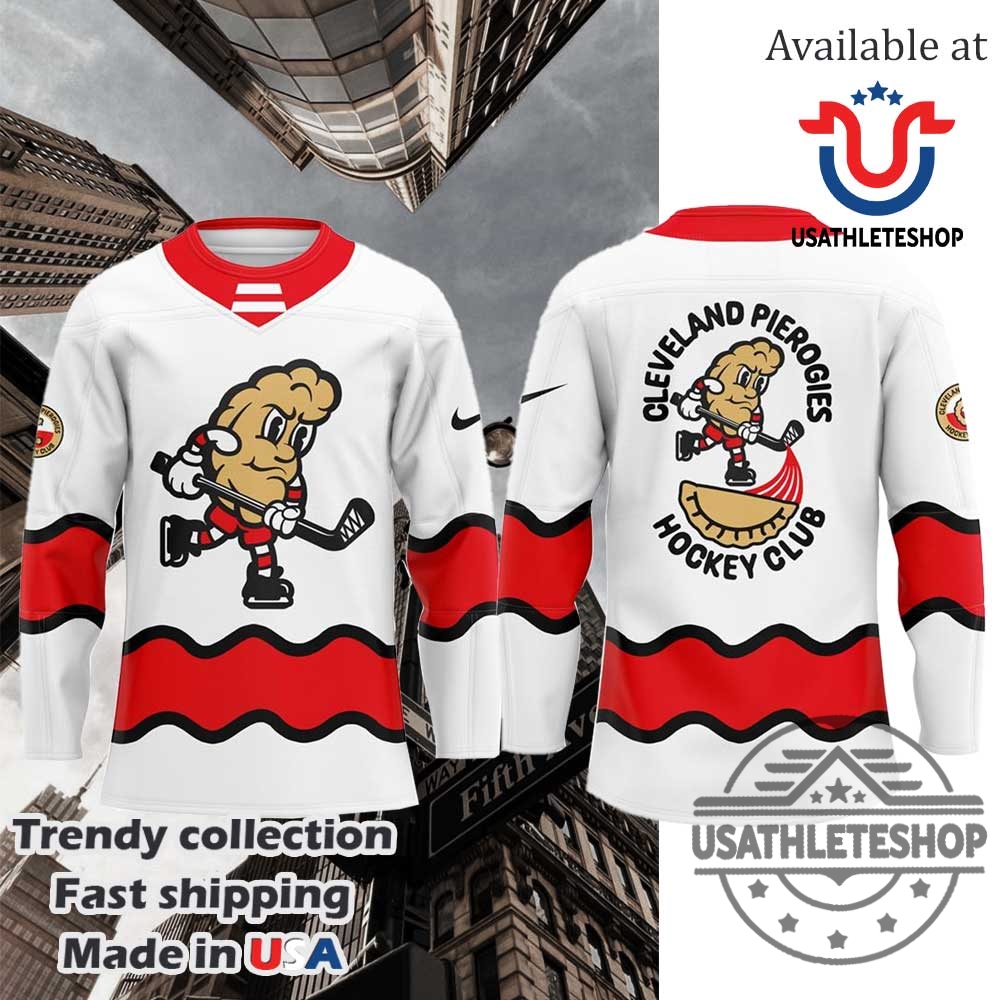 Cleveland Monsters Pucks And Pierogies Hockey White Jersey