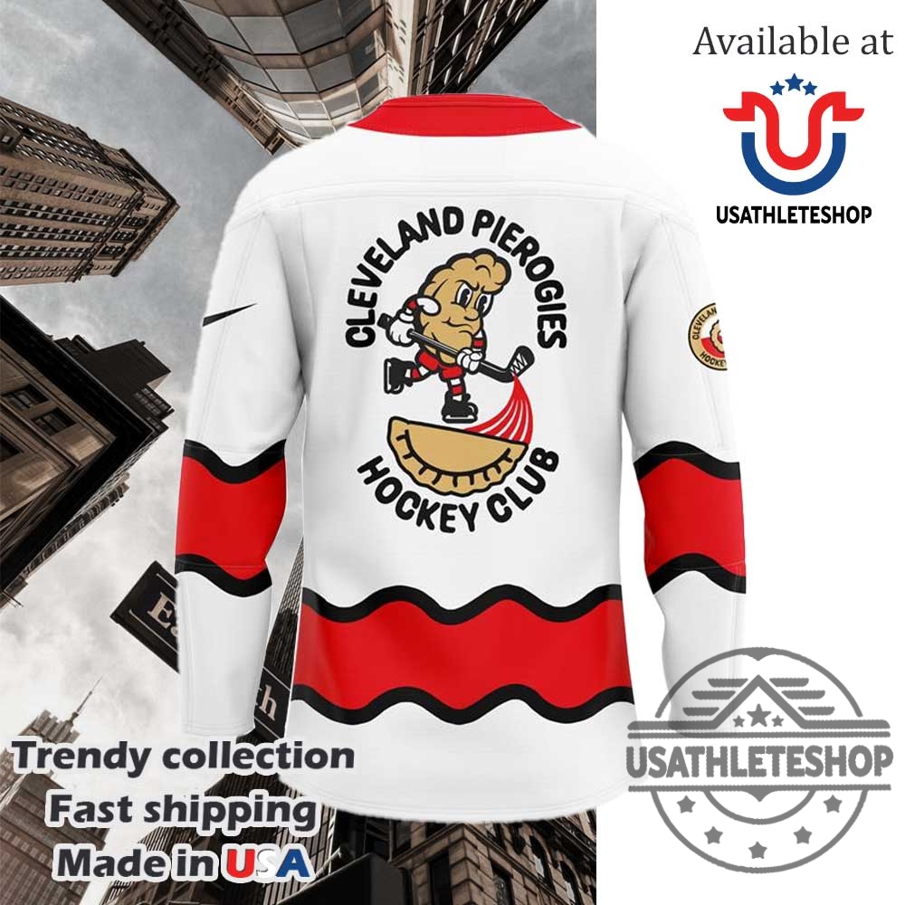 Cleveland Monsters Pucks And Pierogies Hockey White Jersey 5 Cleveland Monsters Pucks and Pierogies Hockey White Jersey