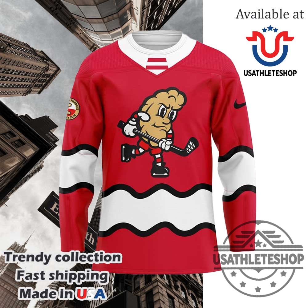 Cleveland Monsters Pucks And Pierogies Hockey Red Jersey 4 Cleveland Monsters Pucks and Pierogies Hockey Red Jersey