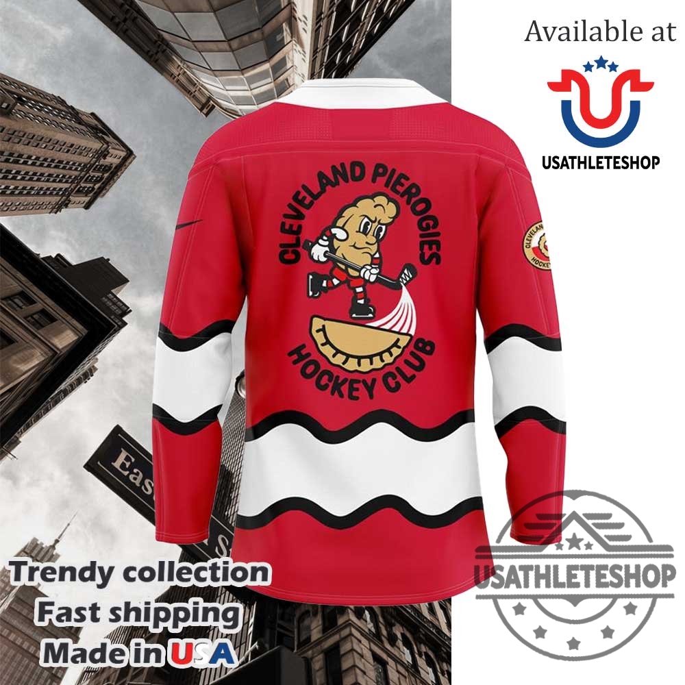 Cleveland Monsters Pucks And Pierogies Hockey Red Jersey 5 Cleveland Monsters Pucks and Pierogies Hockey Red Jersey