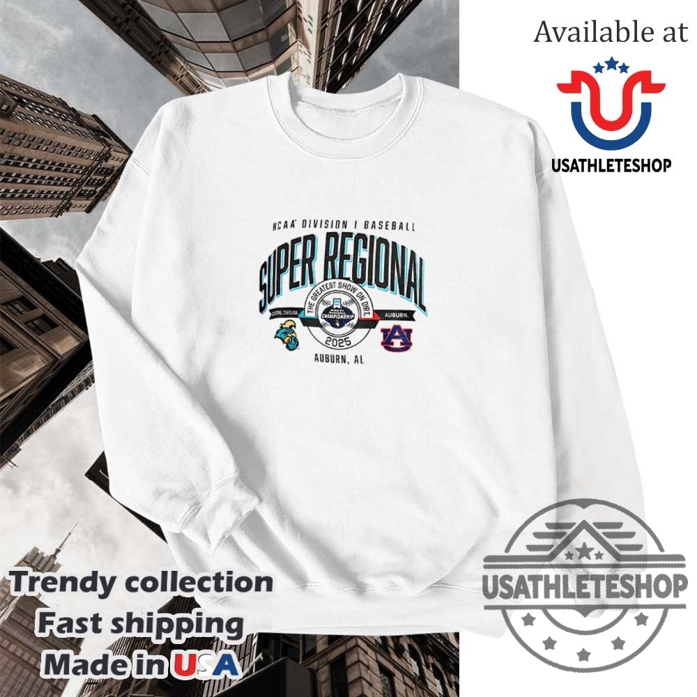 Coastal Carolina Chanticleers Vs Auburn Tigers Ncaa Division I Baseball Super Regional 2025 Shirt 5 Coastal Carolina Chanticleers vs Auburn Tigers NCAA Division I Baseball Super Regional 2025 shirt