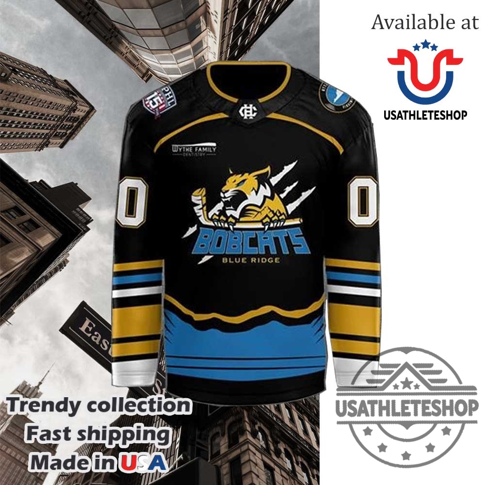 Bobcats Blue Ridge Hockey Jersey Black Personalized Jersey With Name Number 5 Bobcats Blue Ridge Hockey Jersey Black Personalized Jersey with Name Number