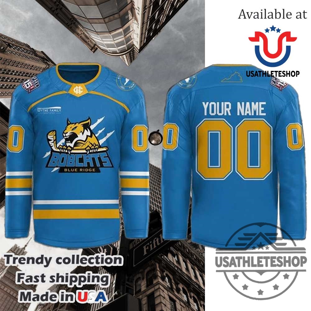 Bobcats Blue Ridge Hockey Jersey Blue Personalized Jersey With Name Number
